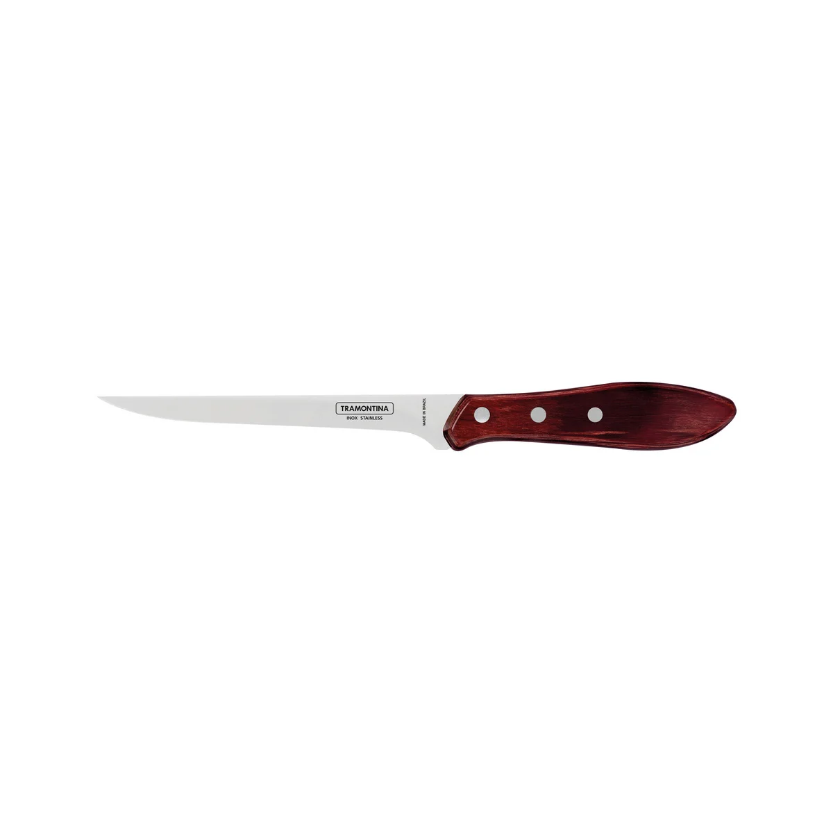 Kit para Churrasco Tramontina com Lâminas em Aço Inox e Cabos de Madeira Polywood Vermelho com Tábua e Estojo 8 Peças