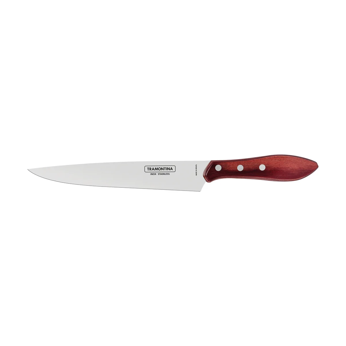 Kit para Churrasco Tramontina com Lâminas em Aço Inox e Cabos de Madeira Polywood Vermelho com Tábua e Estojo 8 Peças