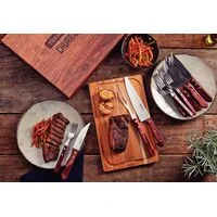 Kit para Churrasco Tramontina com Lâminas em Aço Inox e Cabos em Madeira Polywood Vermelho com Caixa de Papelão 15 Peças