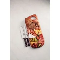 Kit para Frios Tramontina Polywood com Lâminas de Aço Inox e Cabos de Madeira Trata Polywood Castanho 3 peças