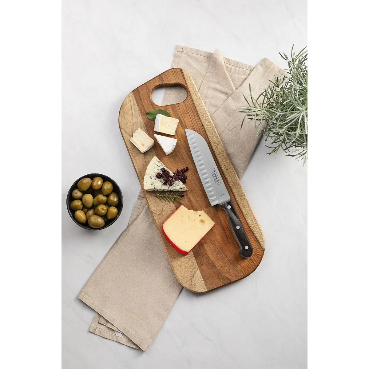 Kit para Frios Tramontina Polywood com Lâminas de Aço Inox e Cabos de Madeira Trata Polywood Castanho 3 peças