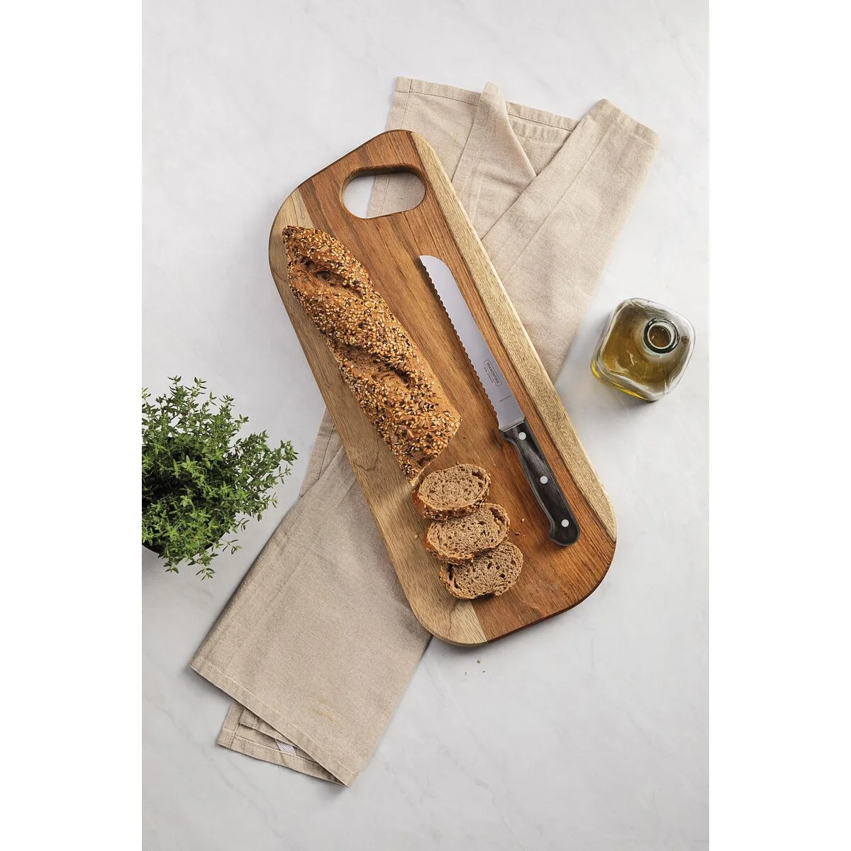 Kit para Frios Tramontina Polywood com Lâminas de Aço Inox e Cabos de Madeira Trata Polywood Castanho 3 peças