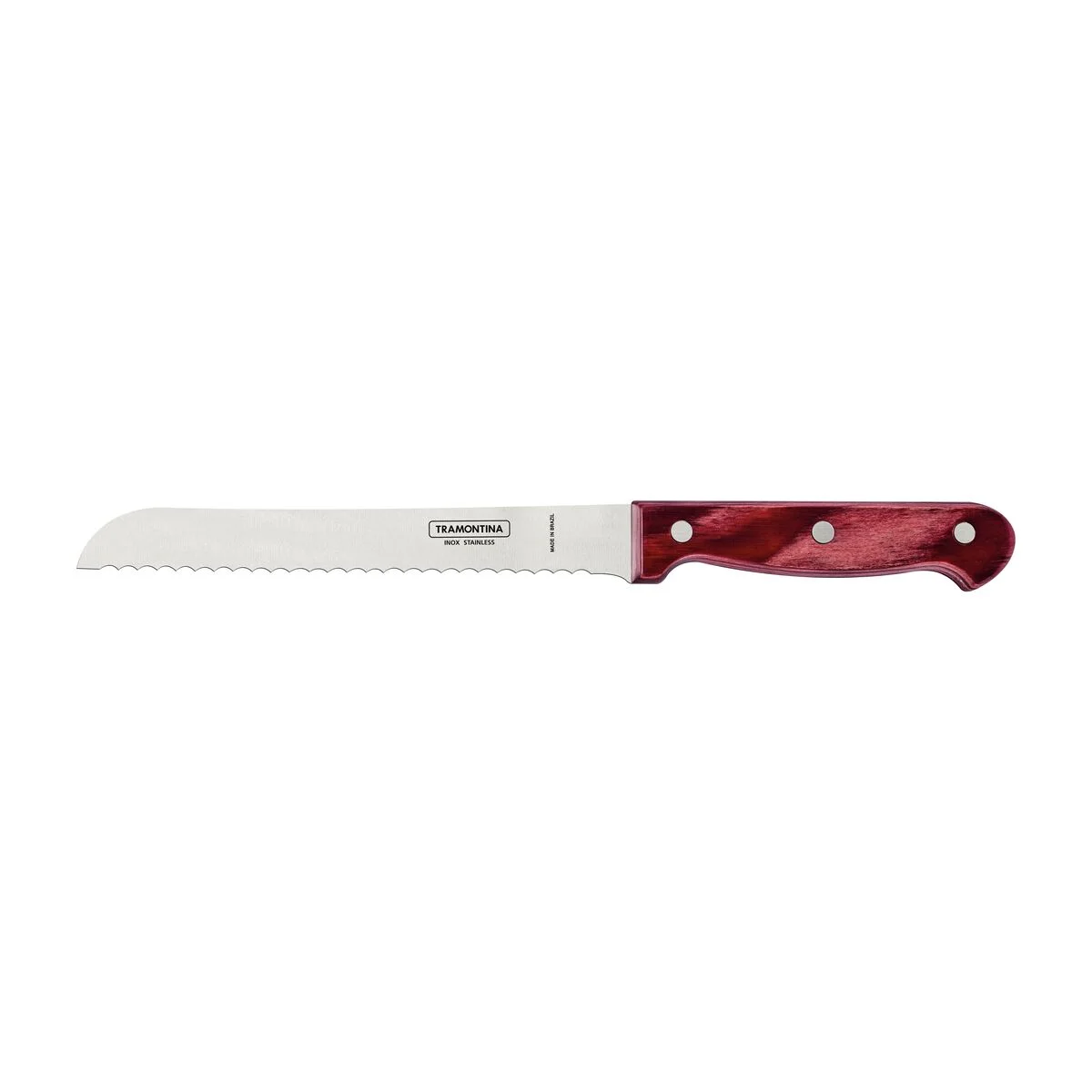Kit para Frios Tramontina Polywood com Lâminas de Aço Inox e Cabos de Madeira Tratada Polywood Vermelho 3 Peças