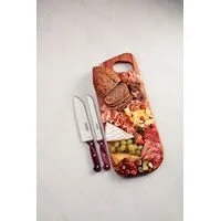Kit para Frios Tramontina Polywood com Lâminas de Aço Inox e Cabos de Madeira Tratada Polywood Vermelho 3 Peças