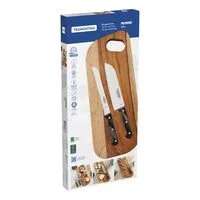 Kit para Frios Tramontina Polywood com Lâminas de Aço Inox e Cabos de Madeira Tratada Polywood Vermelho 3 Peças