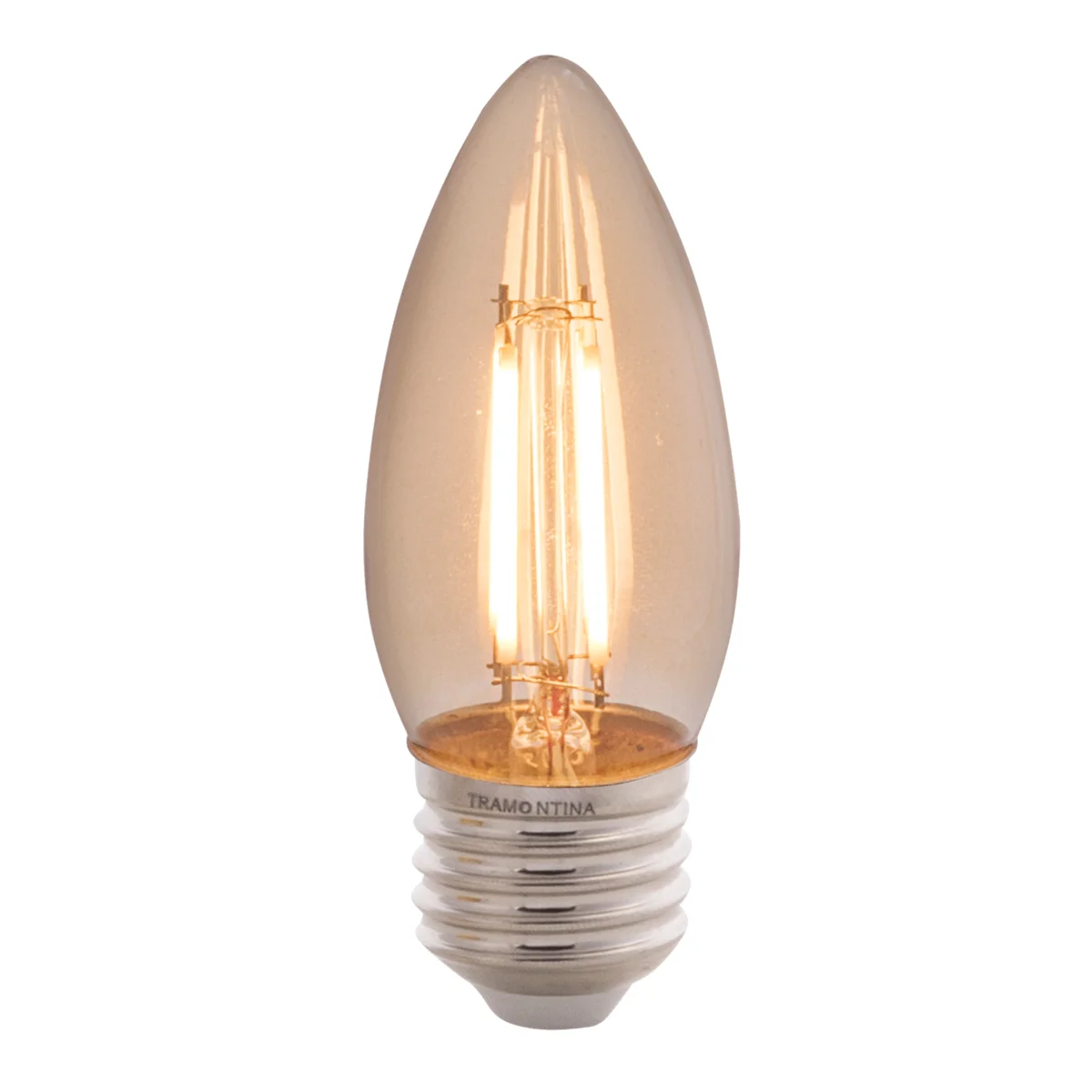 Lâmpada LED de Filamento Vela Tramontina C35 Base E27 4 W 2200 K Luz Amarela Âmbar