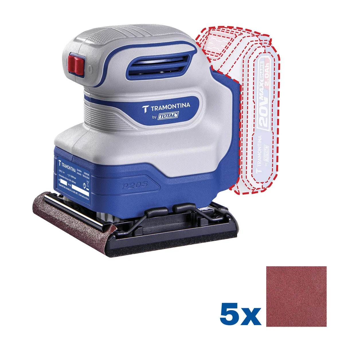 Lixadeira 20V 12000 rpm Tramontina by Total - Sem Bateria e Carregador