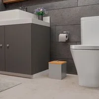 Lixeira Inox Luz com Tampa de Bambu Tramontina com Acabamento Acetinado 4,5 L