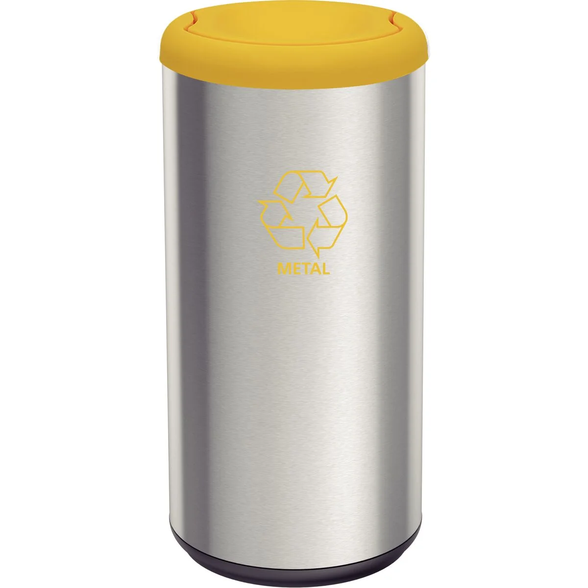 Lixeira Inox Tramontina Piemonte com Acabamento Acetinado e Tampa Basculante Amarela em Polipropileno 40 L