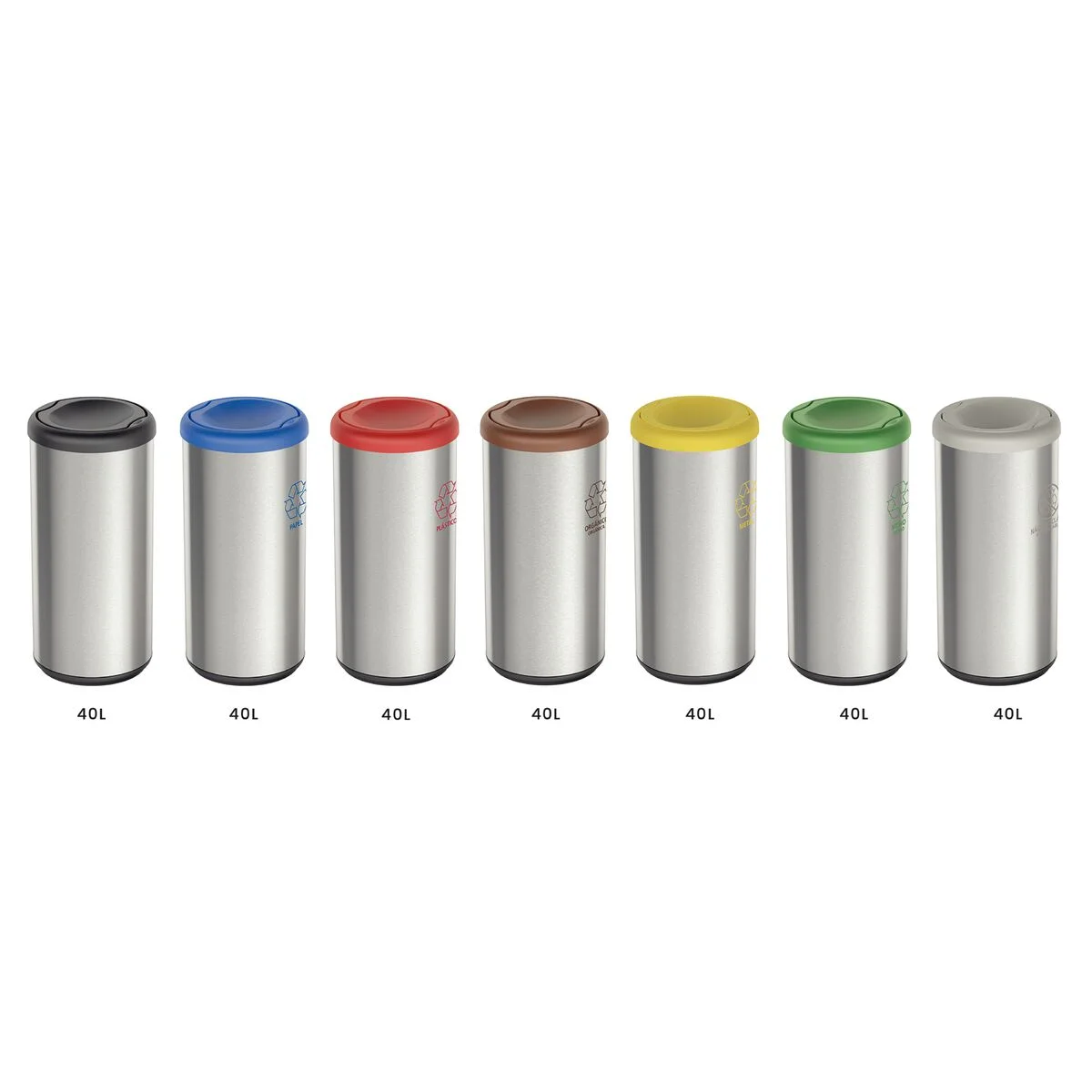 Lixeira Inox Tramontina Piemonte com Acabamento Acetinado e Tampa Basculante Verde em Polipropileno 40 L