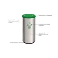 Lixeira Inox Tramontina Piemonte com Acabamento Acetinado e Tampa Basculante Verde em Polipropileno 40 L