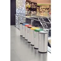 Lixeira Inox Tramontina Piemonte com Acabamento Acetinado e Tampa Basculante Verde em Polipropileno 40 L