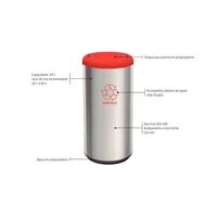 Lixeira Inox Tramontina Piemonte com Acabamento Acetinado e Tampa Basculante Vermelha em Polipropileno 40 L