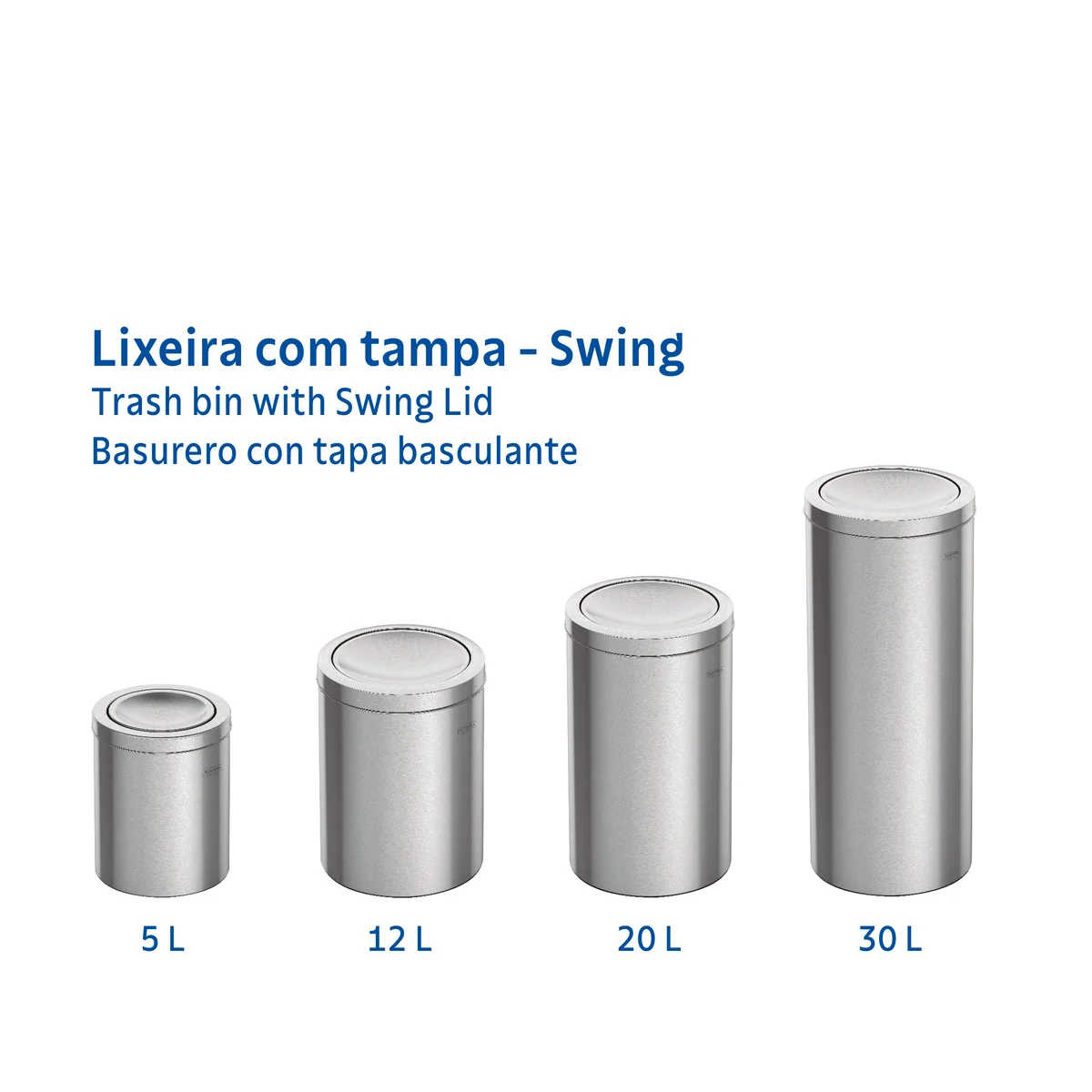 Lixeira Inox Tramontina Swing com Acabamento Acetinado e Tampa Basculante 30 L