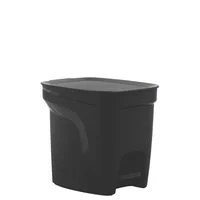 Lixeira Tramontina Compact Pedal em Polipropileno Preto e Haste em Aço Galvanizado 7 L