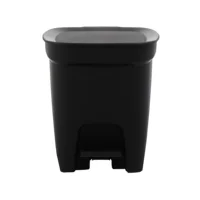 Lixeira Tramontina Compact Pedal em Polipropileno Preto e Haste em Aço Galvanizado 7 L