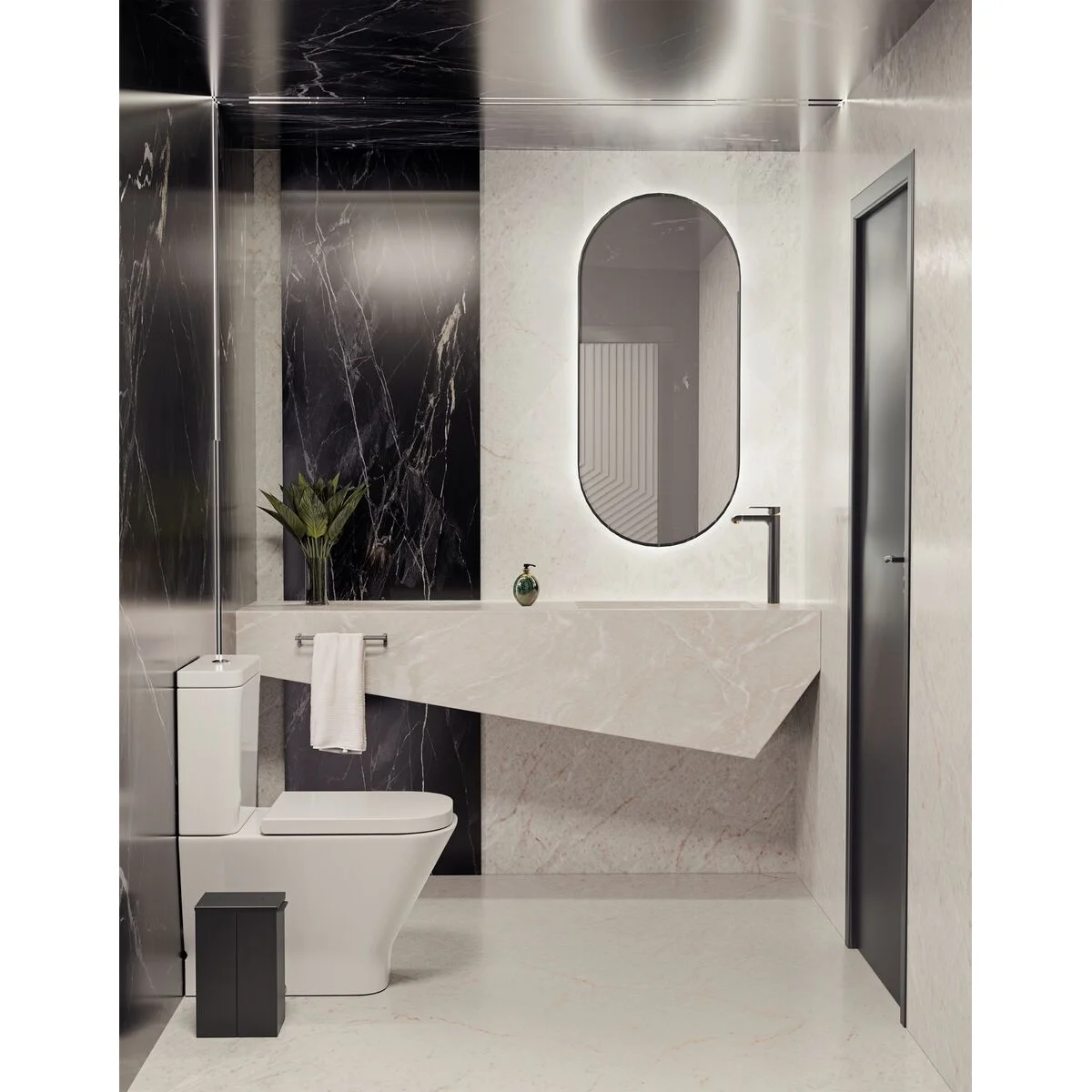 Lixeira Tramontina Luz Slim Swivel em Aço Inox com Acabamento Acetinado Black Matte 5,5 L