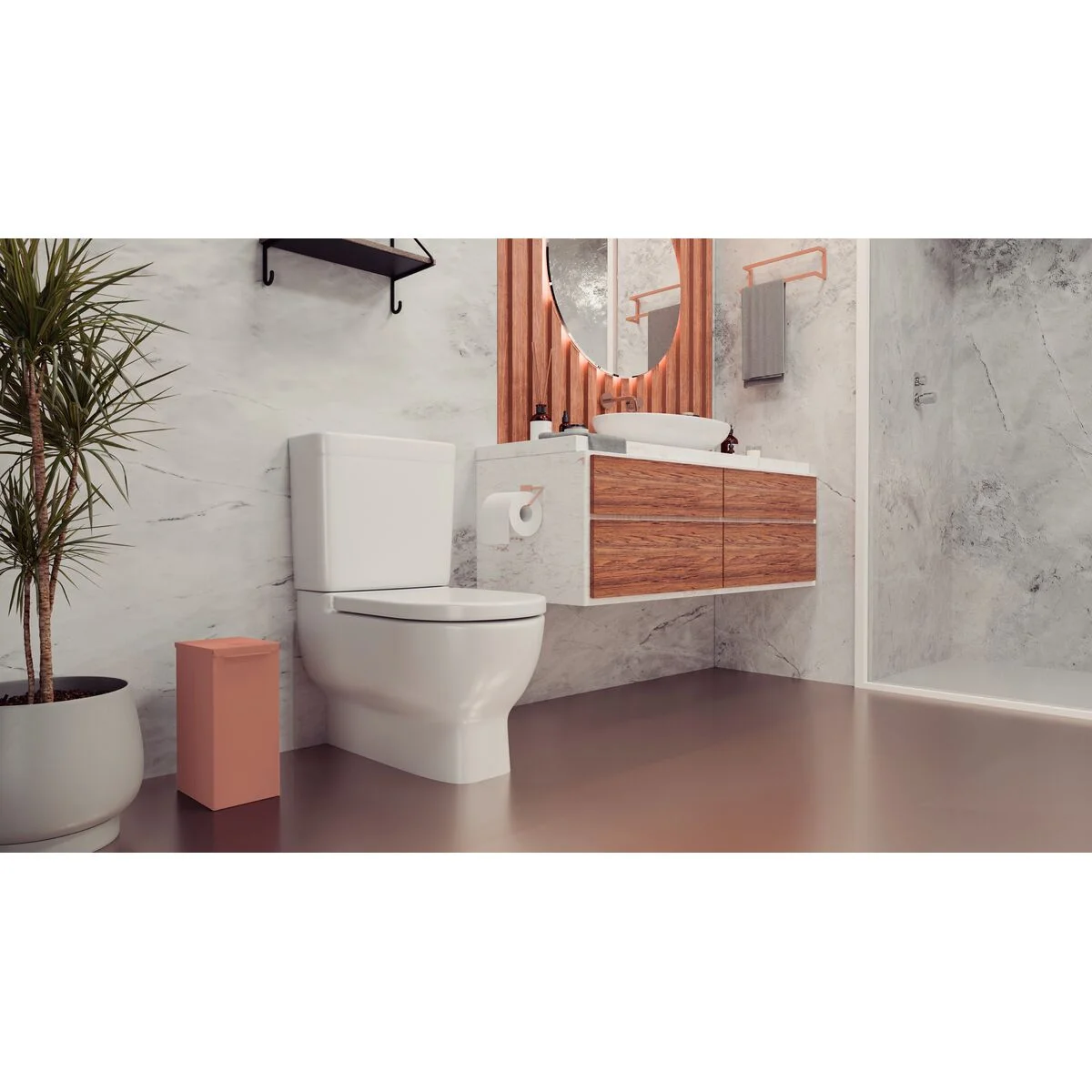 Lixeira Tramontina Luz Slim Swivel em Aço Inox com Acabamento Acetinado Rose Matte 5,5 L