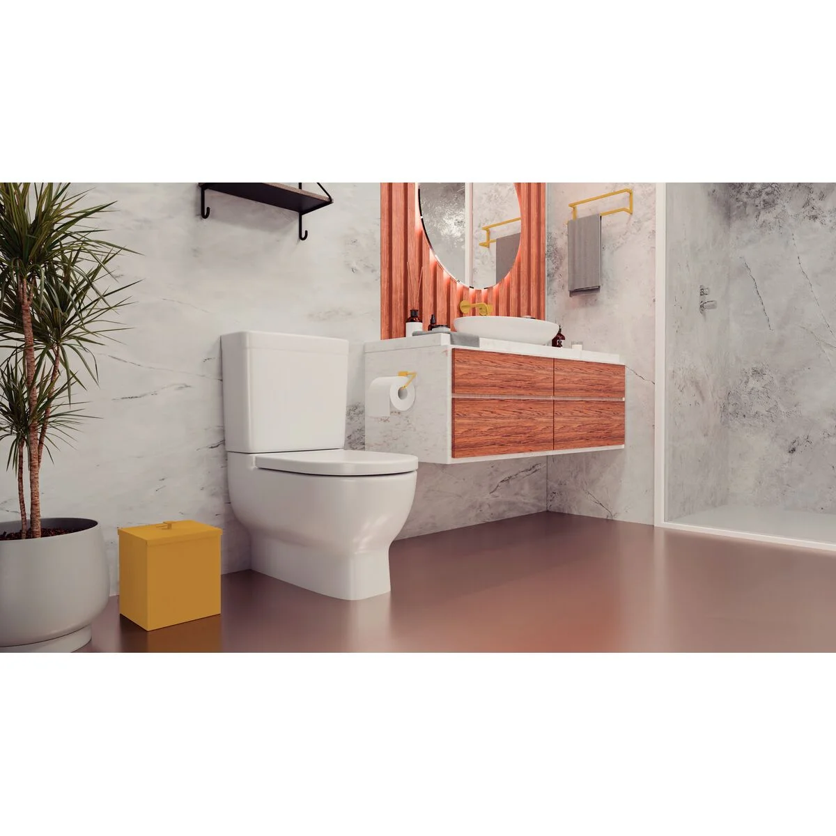 Lixeira Tramontina Luz em Inox com Acabamento Acetinado e revestimento fosco Gold Matte a base de verniz com 4,5 L