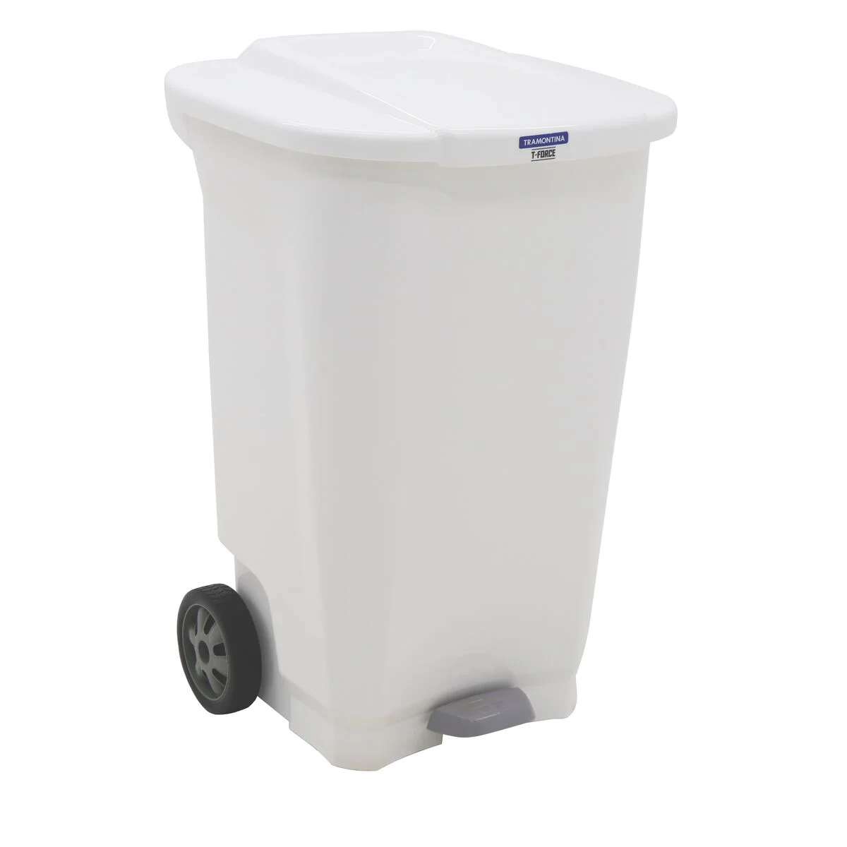 Lixeira Tramontina T-Force em Polipropileno Branco com Rodas 100 L