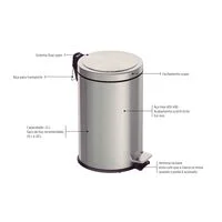 Lixeira com Pedal Tramontina Brasil Plus em Aço Inox com Acabamento Acetinado e Balde Interno 12 L