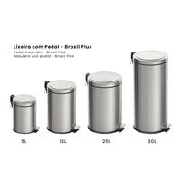 Lixeira com Pedal Tramontina Brasil Plus em Aço Inox com Acabamento Acetinado e Balde Interno 12 L