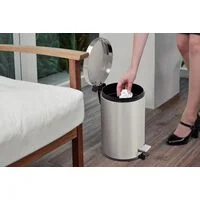 Lixeira com Pedal Tramontina Brasil Plus em Aço Inox com Acabamento Acetinado e Balde Interno 12 L