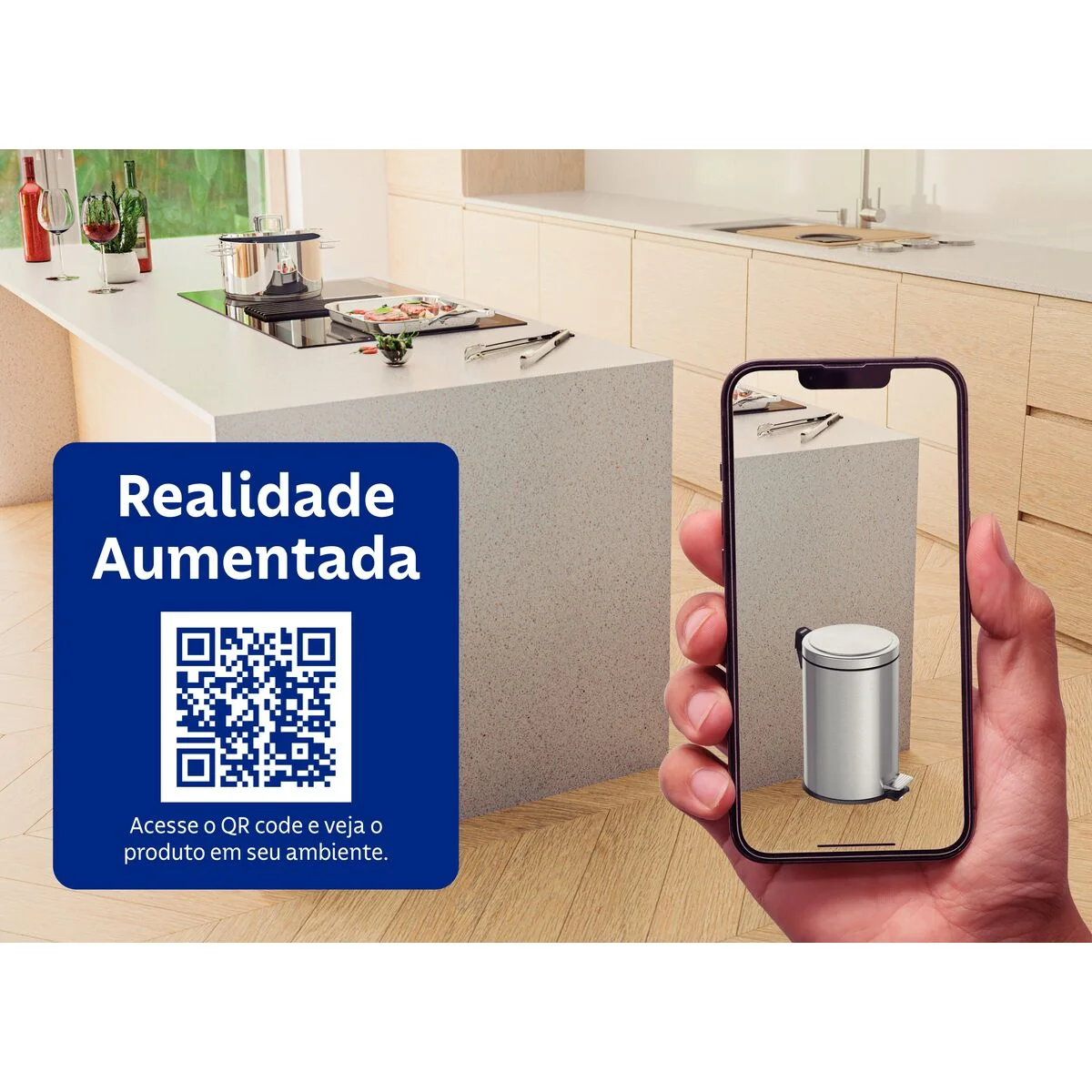 Lixeira com Pedal Tramontina Brasil Plus em Aço Inox com Acabamento Acetinado e Balde Interno 12 L