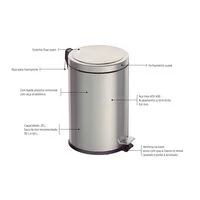 Lixeira com Pedal Tramontina Brasil Plus em Aço Inox com Acabamento Acetinado e Balde Interno 20 L