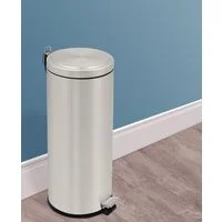 Lixeira com Pedal Tramontina Brasil Plus em Aço Inox com Acabamento Acetinado e Balde Interno 30 L