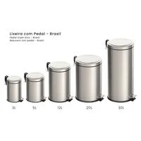 Lixeira com Pedal Tramontina Brasil em Aço Inox com Acabamento Polido e Balde Interno 12 L