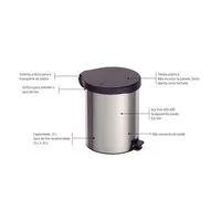 Lixeira com Pedal Tramontina New em Aço Inox com Acabamento Polido 12 L