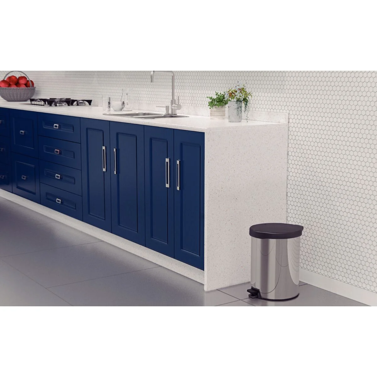 Lixeira com Pedal Tramontina New em Aço Inox com Acabamento Polido 12 L