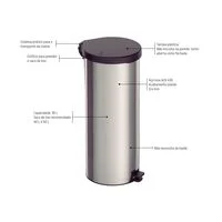 Lixeira com Pedal Tramontina New em Aço Inox com Acabamento Polido 30 L