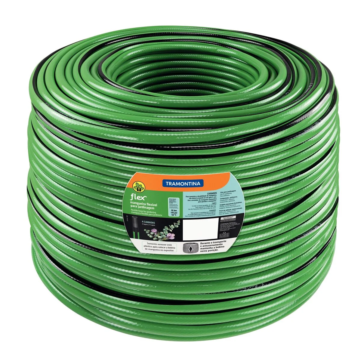 Mangueira Flex para Jardim Tramontina Verde com Faixa Preta em PVC 4 Camadas 300 m