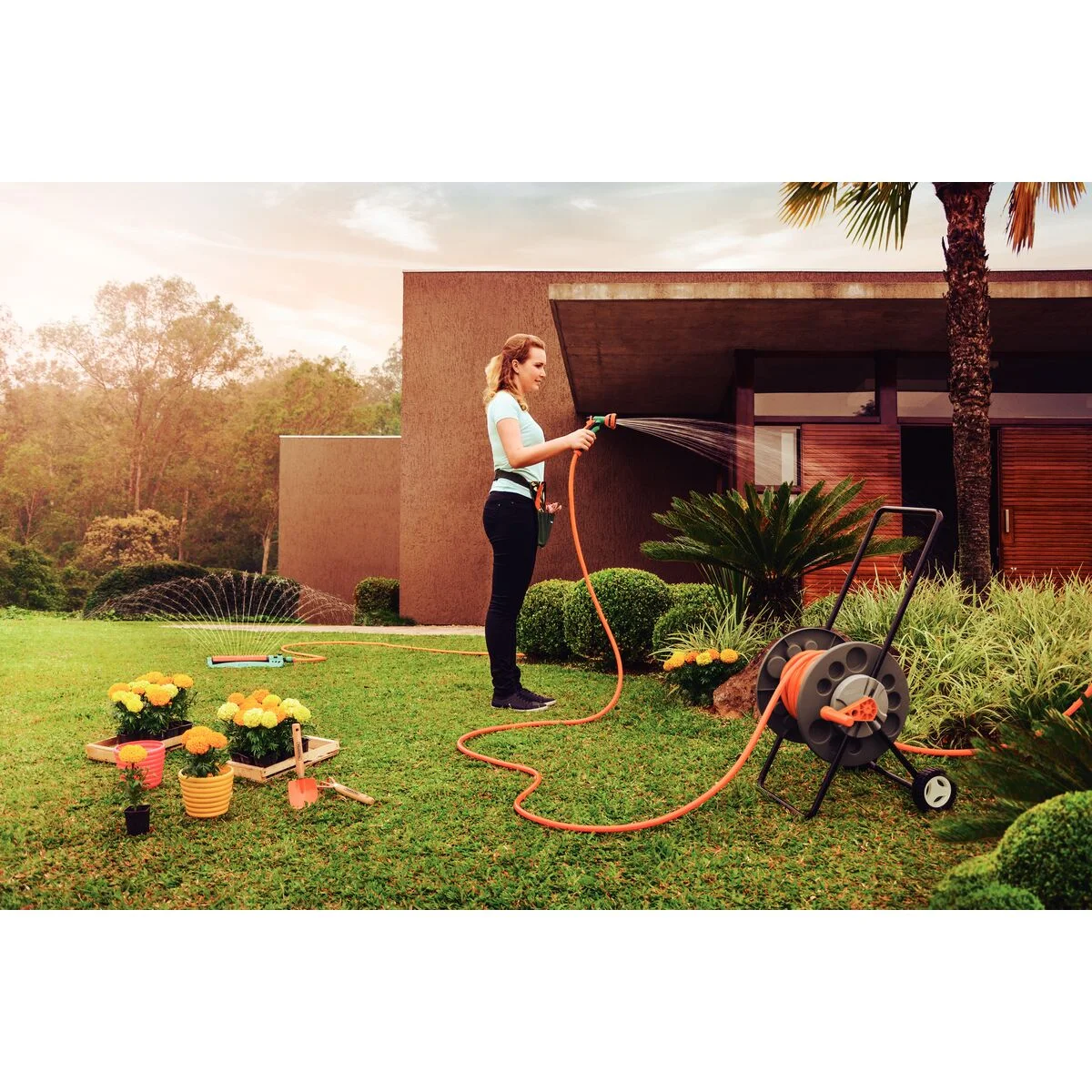 Mangueira Multi 1/2" Tramontina Laranja em PVC 3 Camadas 200 m