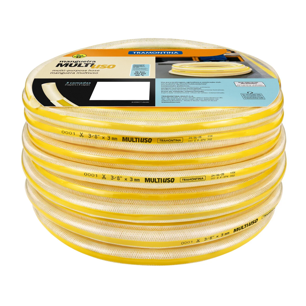 Mangueira Multiuso Tramontina 3/8" x 3 mm em PVC 3 Camadas 50 m