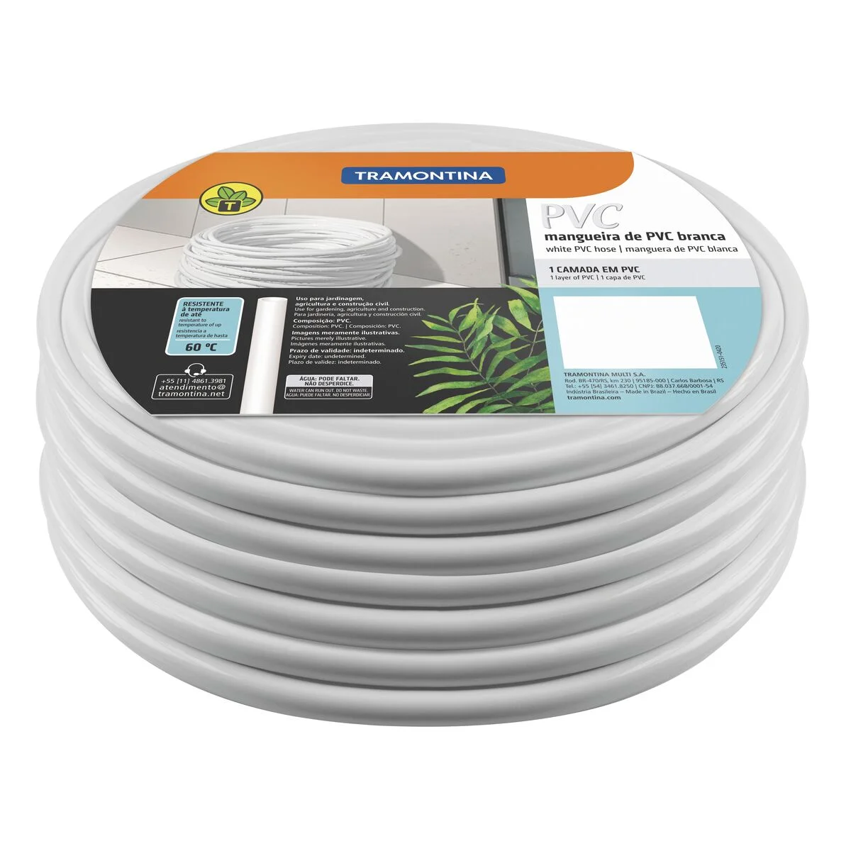 Mangueira em PVC branca Tramontina 5/16" x 1 mm 1 Camada 50 m