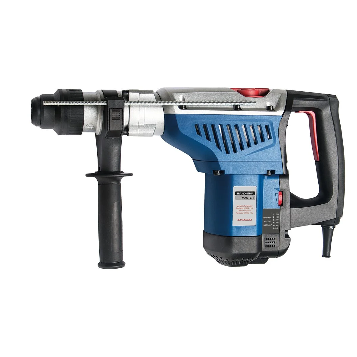 Martelete Perfurador/Rompedor 1200 W 1.9/16" 127 V Tramontina MASTER para Uso Profissional com Encaixe Rápido SDS Max 2 Funções com Maleta
