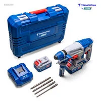 Martelete Perfurador/Rompedor 20V SDS-Plus 1" (26 mm) Brushless Tramontina by Total - Com 2 Baterias 20V de 4,0Ah, Carregador e Maleta