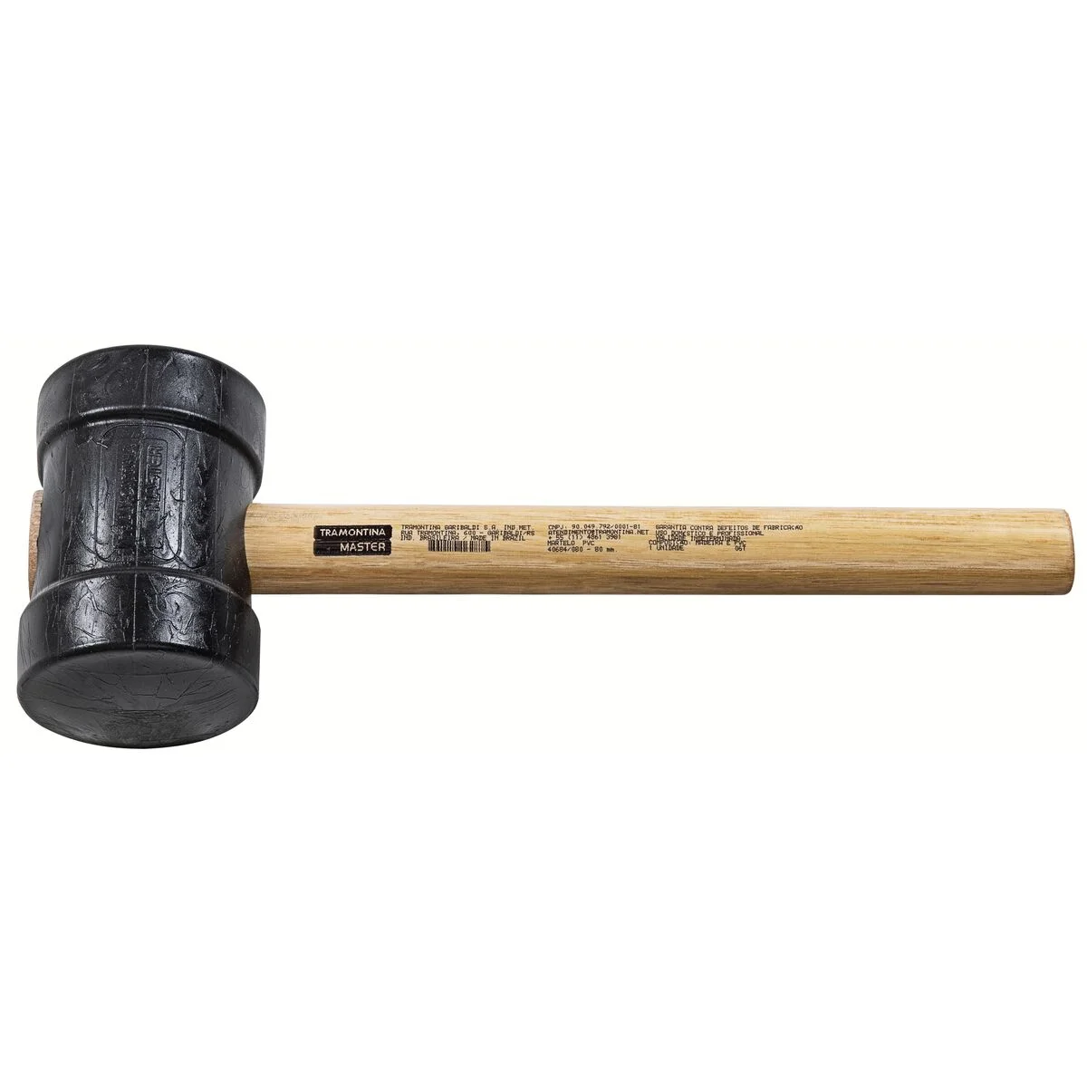 Martelo Tipo Borracha 80 mm Tramontina MASTER - Cabeça em PVC com Cabo de Madeira