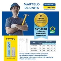 Martelo de Unha 25 mm Tramontina MASTER com Cabo em Polímero de Engenharia