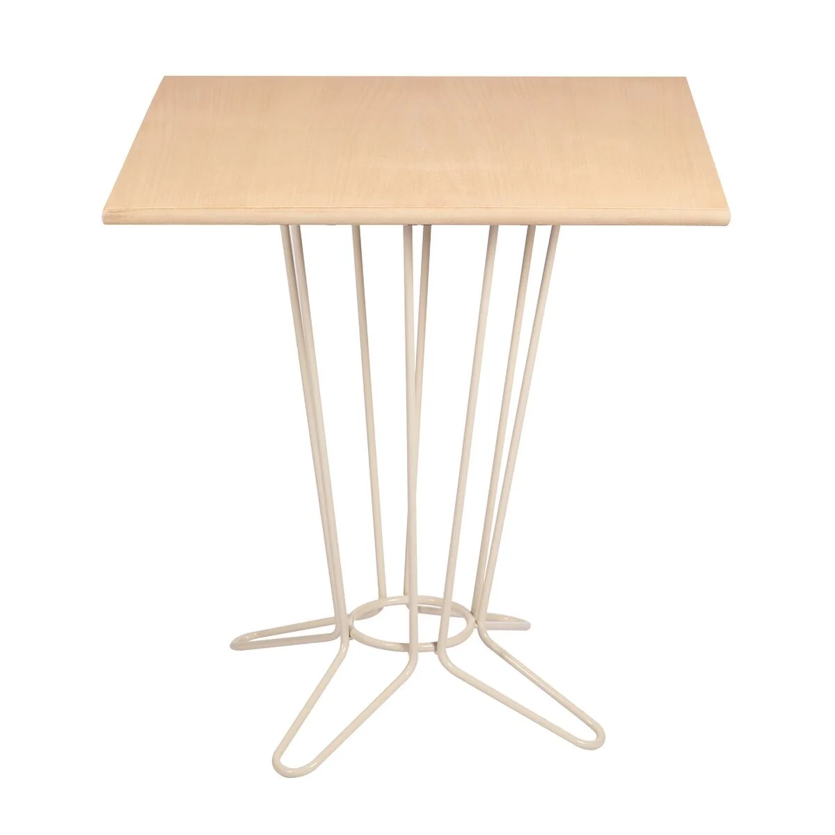 Mesa Quadrada Coluna Central Tramontina Barcelona em Multilaminado Natural com Base em Aço Acabamento Fendi 70 cm