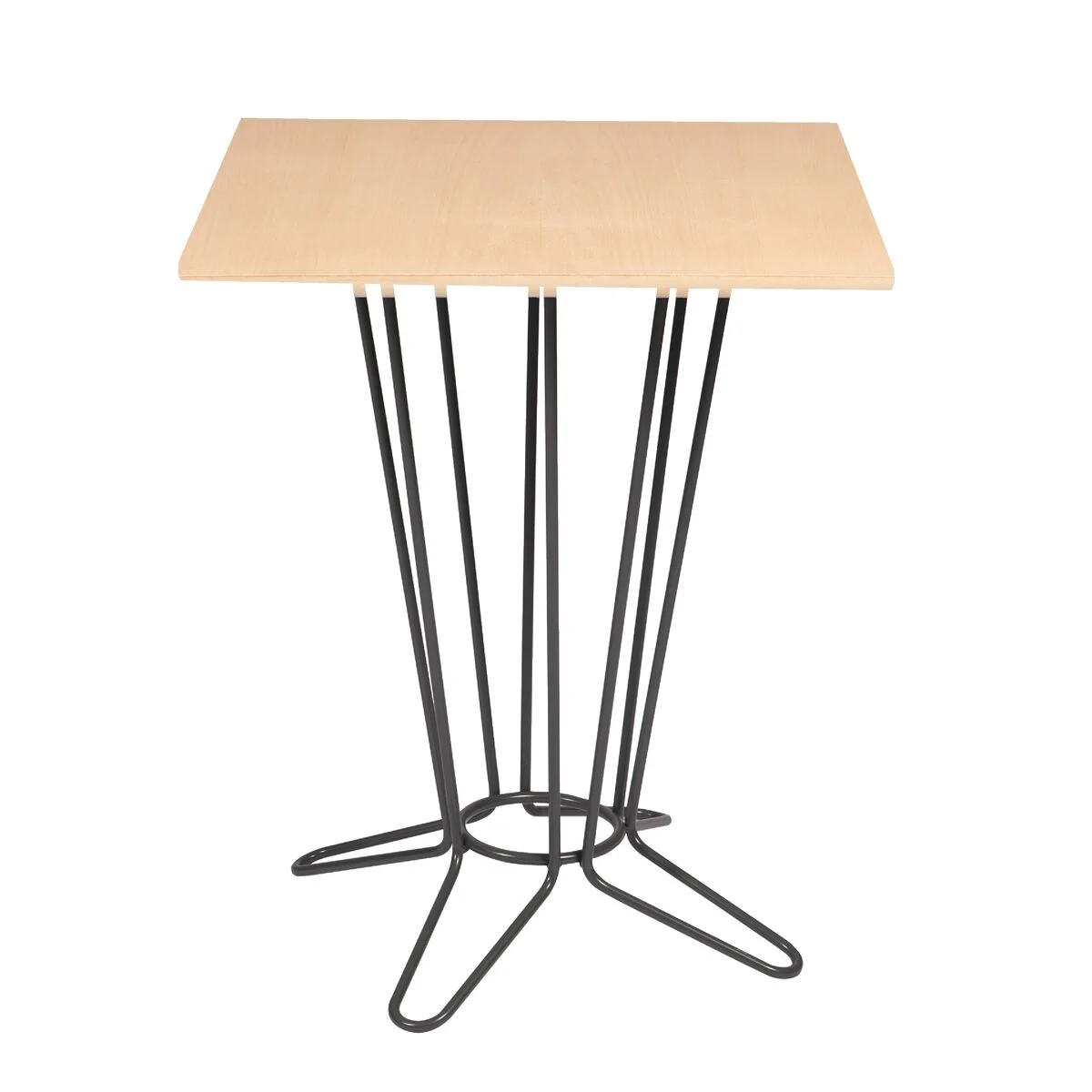 Mesa Quadrada Coluna Central Tramontina Barcelona em Multilaminado Natural com Base em Aço Acabamento Grafite 70 cm