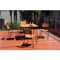 FSC Mesa Quadrada Tramontina Tarsila em Madeira Teca com Estrutura em Aço Carbono e Acabamento Ecoclear Grafite