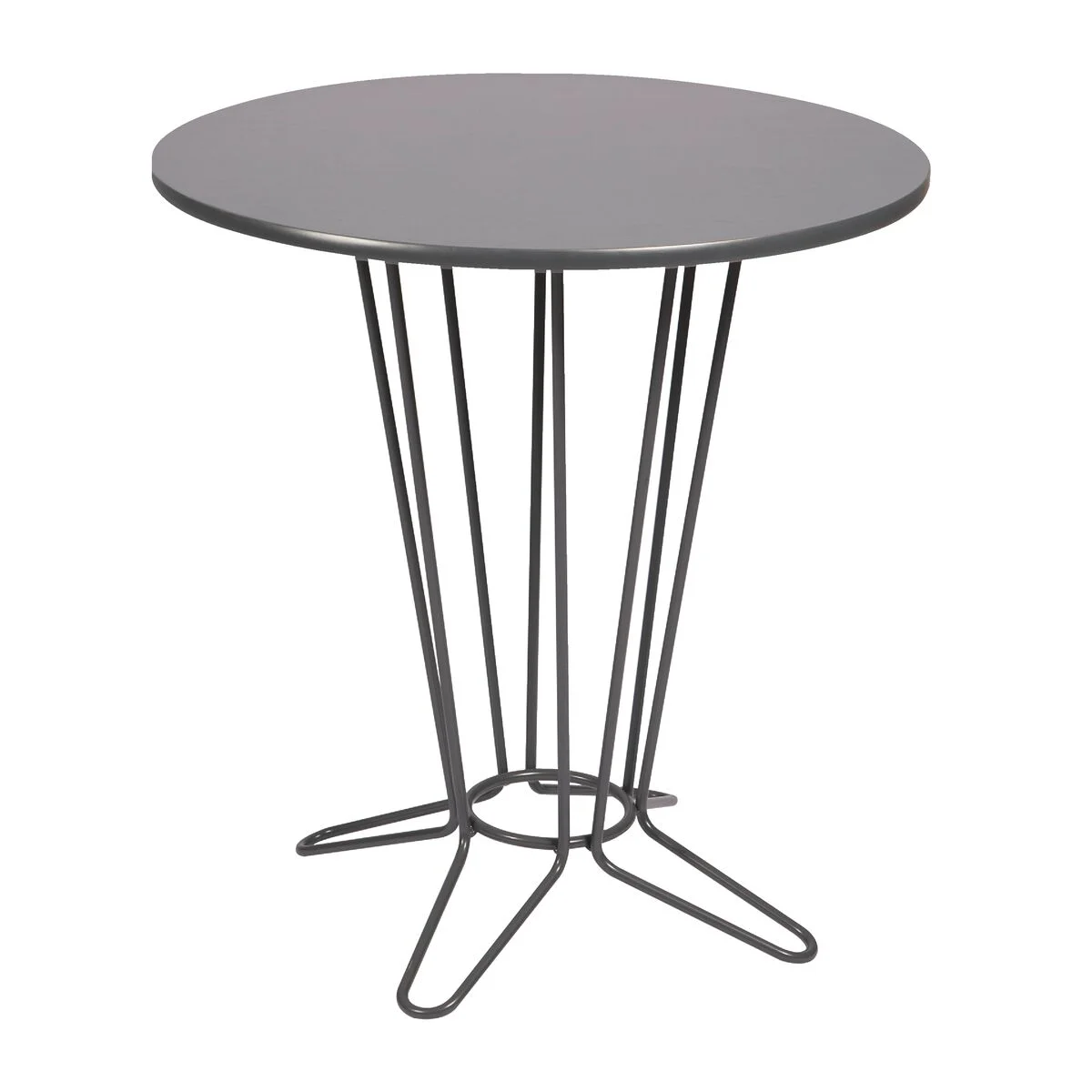 Mesa Redonda Coluna Central Tramontina Barcelona em Multilaminado Grafite com Base em Aço Acabamento Grafite 70 cm