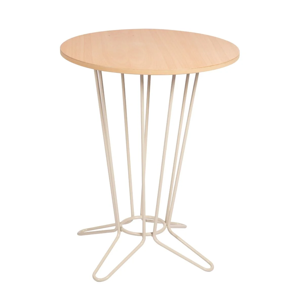 Mesa Redonda Coluna Central Tramontina Barcelona em Multilaminado Natural com Base em Aço Acabamento Fendi 60 cm