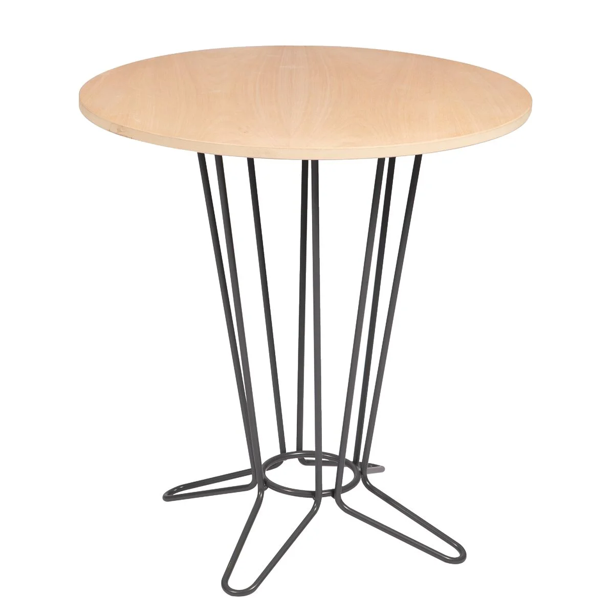 Mesa Redonda Coluna Central Tramontina Barcelona em Multilaminado Natural com Base em Aço Acabamento Grafite 70 cm