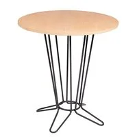 Mesa Redonda Coluna Central Tramontina Barcelona em Multilaminado Natural com Base em Aço Acabamento Grafite 70 cm
