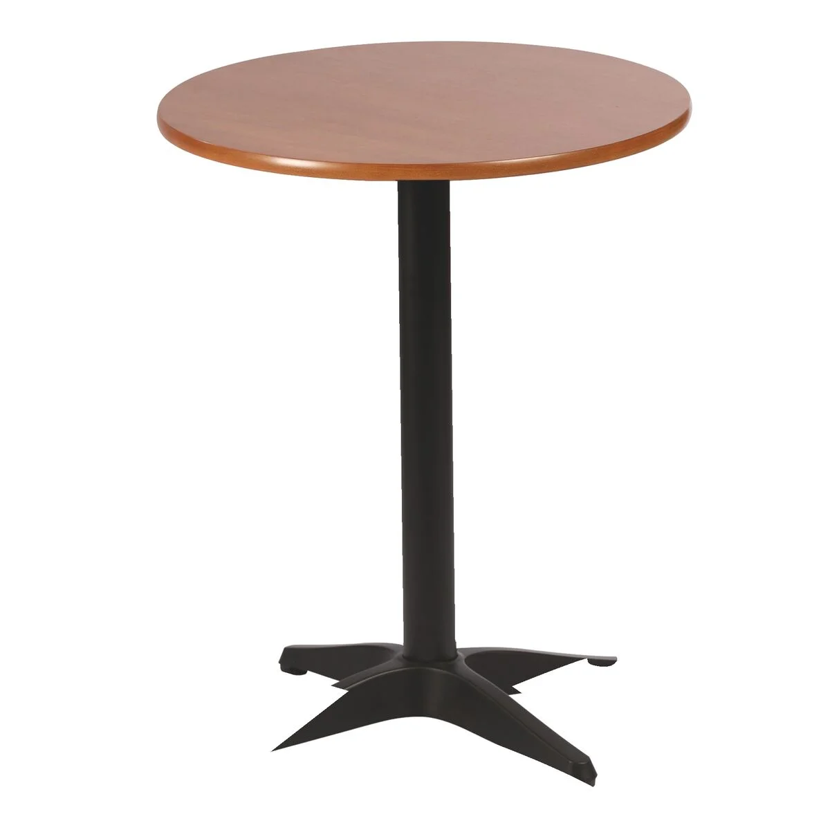 Mesa Redonda Tramontina Piazza em Madeira Tauari Amêndoa com Base de Alumínio Preta 80 cm